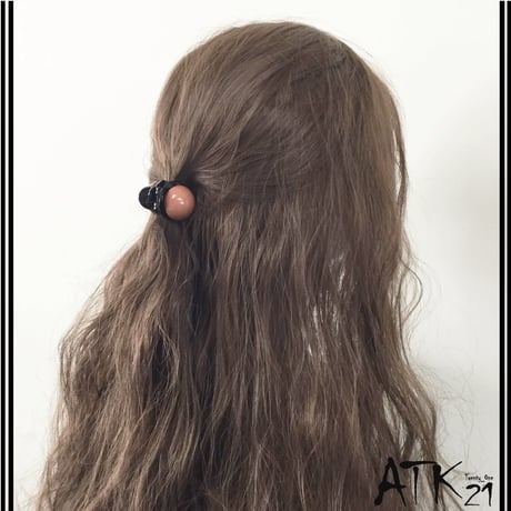 ダークカラー 一粒 サークル バンスクリップ ミニバンス しっかりホールド 簡単ヘアアレンジ 髪留め ：HBM1801201