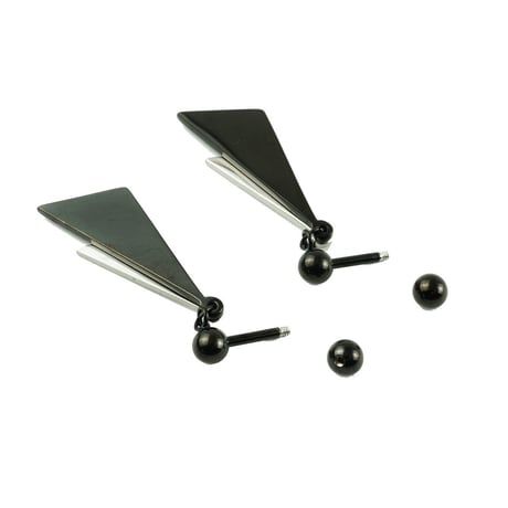 両耳用（2点セット）トライアングル  揺れる 16G  Surgical Steel 316L  スレートバーベル 軟骨 ボディピアス メンズ レディース ユニセックス ：MPS180201