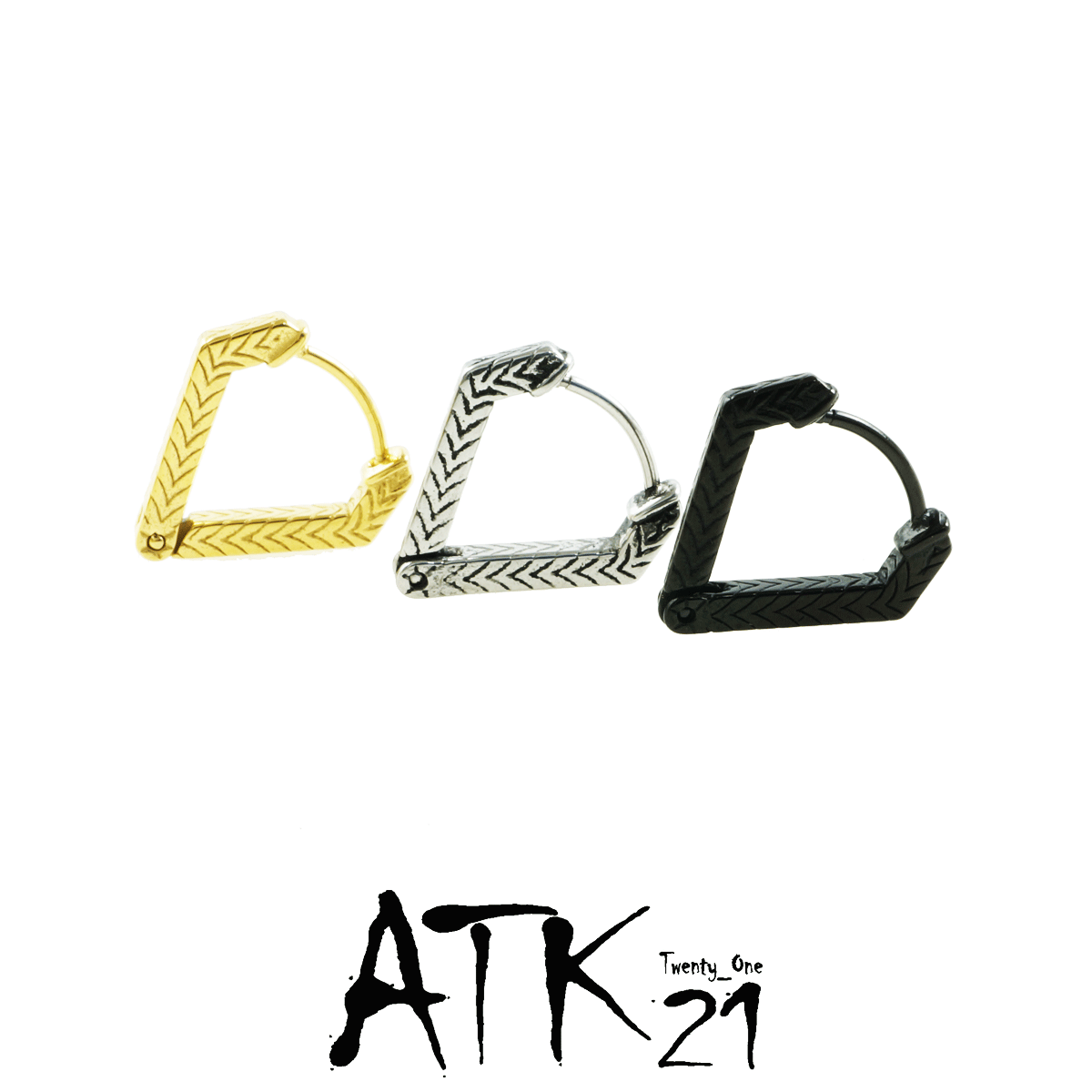 片耳用（1個売り）シンプル トライアングル 三角形 フープピアス