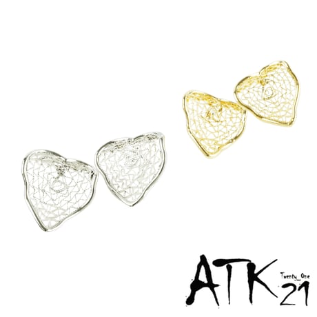 (2点セット）変形 ハート 透かし ピアス スタッドピアス 涼しげ シルバー ゴールド レディース アクセサリー：PM190601