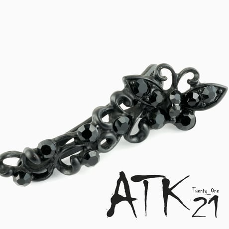 ブラック バタフライ 透かし ラインストーン シンプル ミニヘアクリップ ビジュー 大人コーデ レディース ヘアアクセサリー：HD160305