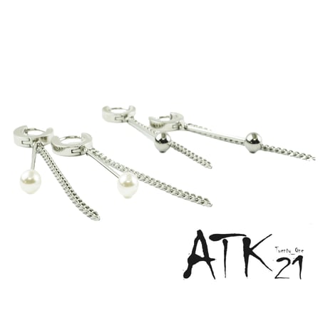 両耳用（2点セット）フープ チェーン バー  18G サージカルステンレスピアス Surgical Steel 316L メンズ レディース ユニセックス アクセサリー：HPS170802