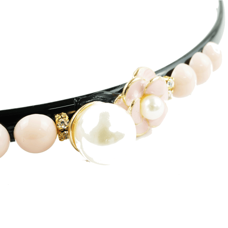 一粒パール カメリア ラインストーン カチューシャ 華奢 レディース 大人 キッズ ヘアアクセサリー：HK180801
