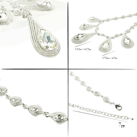 （2点セット）ブライダル スワロフスキー ウエディング ネックレス ピアス 2点セット 結婚式 花嫁 パーティー 披露宴 二次会  ブライダルジュエリー ウェディングアクセサリー ：NPS190801