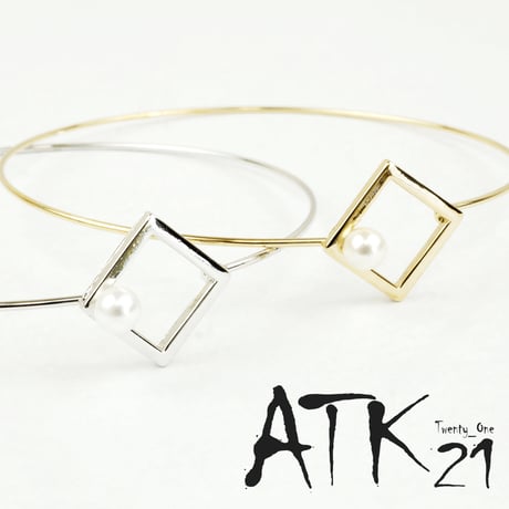 華奢なバングル 一粒パール スクエア  ブレスレット レディース アクセサリー おしゃれ 人気：BR160601SK