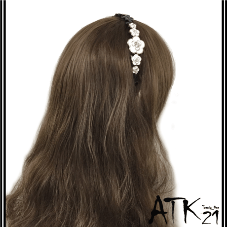 カメリア ストーン カチューシャ 大人 かわいい 子供 レディース キッズ 簡単ヘアアレンジ ヘアアクセサリー：HK181201
