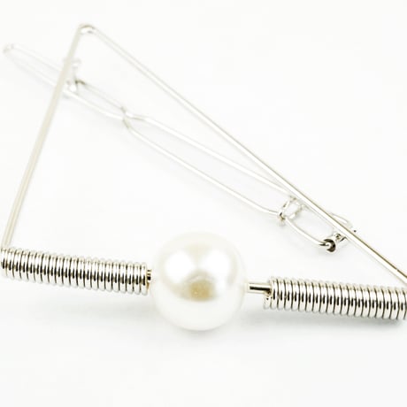 トライアングルクリップ フレームピン 一粒パール ヘアクリップ 髪留め 髪飾り ヘアアクセサリー：HP160601