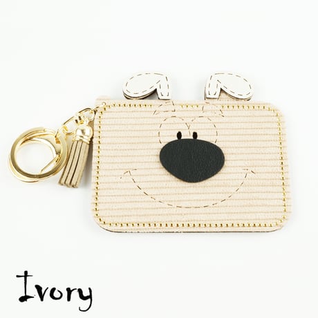 Dog 犬 いぬ わんこ モチーフ スエード パスケース  カードケース カードホルダー ICカード キーホルダー アクセサリー：PC180204