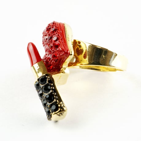 LIP 口紅 唇 リップ リング ラインストーン キラキラ カラー ゴールド　シルバー レディース アクセサリー:R160201