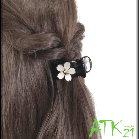 桜 さくら ブラック バンスクリップ レディース 簡単ヘアアレンジ ヘアアクセサリー：HBM180301