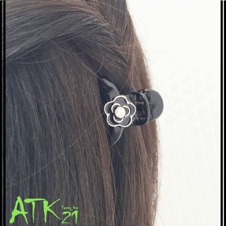 カメリア モチーフ ミニバンスクリップ プチヘアクリップ かわいい レディース ヘアアクセサリー：HBS180206