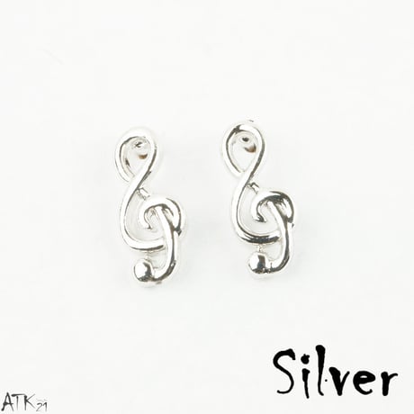 トーン記号 音楽 スタッド ピアス シルバー ゴールド シルバー925ポスト メンズ レディース ユニセックス アクセサリー：PSS170901