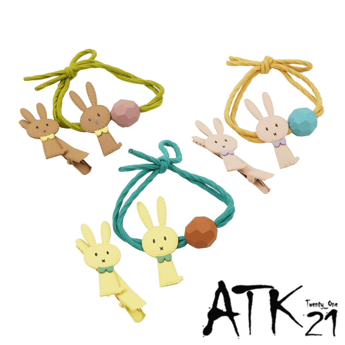 2点セット) ラビット うさぎ ヘアゴム ヘアクリップ 髪留め キッズ