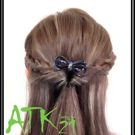 べっ甲 マーブル リボン コーム 簪 簡単ヘアアレンジ レディース ヘアアクセサリー ：HKM170601