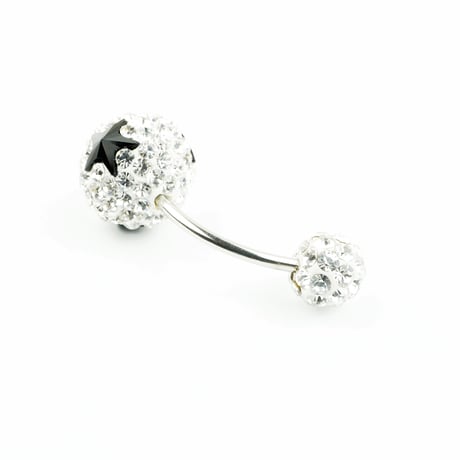 へそピアス 16G パヴェ バナナバーベル ネイブル ボディピアス スワロフスキー サージカルステンレス316L アクセサリー：NP170401