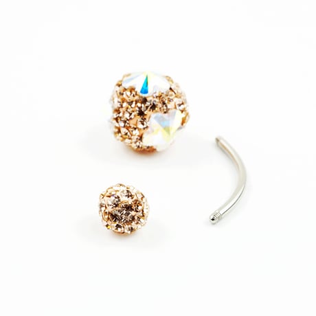 へそピアス 16G パヴェ バナナバーベル ネイブル ボディピアス スワロフスキー サージカルステンレス316L アクセサリー：NP170401