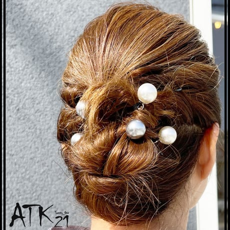 パール カラーボール U字簪 かんざし  Uピン 夜会巻き 浴衣 着物 コーム 髪飾り ヘアアレンジ レディース ヘアアクセサリー