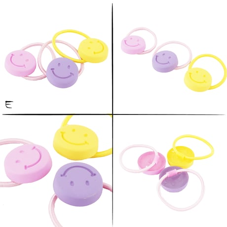 (3点セット）スマイル にこちゃん  ヘアゴム 髪留め ツインテール ポニーテール 卒業式 入学式 発表会 七五三 パーティ 子供 キッズ ベビー ヘアアクセサリー：HGK181105