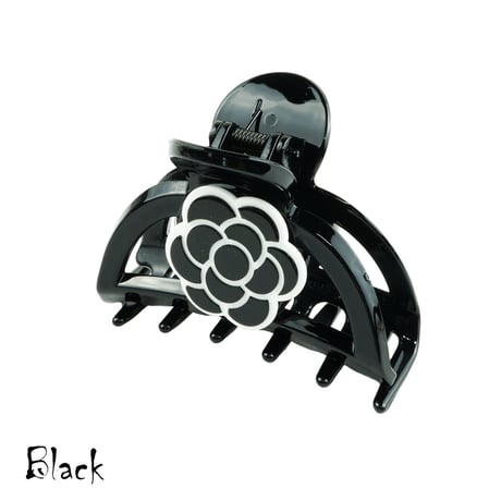カメリア ブラック バンスクリップ ヘアクリップ 髪留め 簡単ヘアアレンジ レディース ヘアアクセサリー：HBL180603
