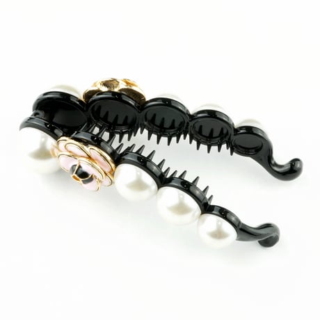 パール カメリア バナナクリップ ヘアクリップ レディース 簡単ヘアアレンジ ヘアアクセサリー：HBN170201