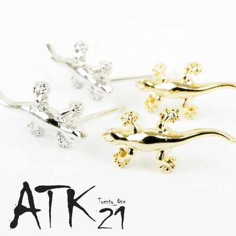 トカゲモチーフ スタイリッシュ リザードピアス スタッドピアス Silverpost925 シルバー ゴールド メンズ レディース ユニセックス アクセサリー：PS160602