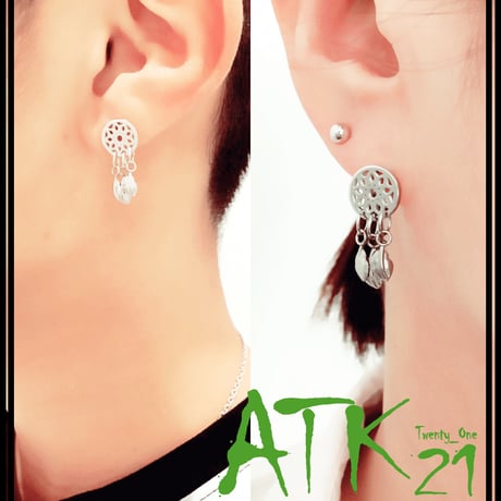 両耳用（2個セット）ドリームキャッチャー 16G ステンレスピアス Surgical Steel 316L 軟骨 ボディピアス メンズ レディース ユニセックス アクセサリー：BP170801