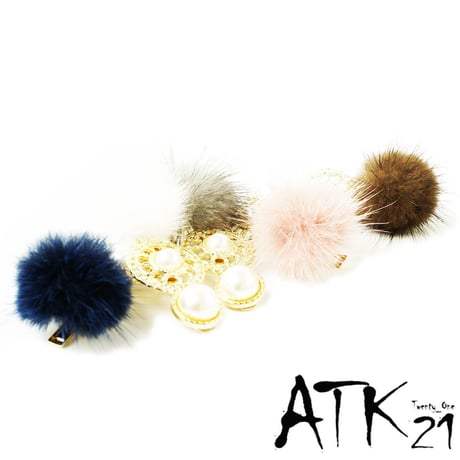 ファー アンティーク ゴールド 透かし サークル パール  かわいい 髪留め 前髪 ダッカール ヘアクリップ 簡単ヘアアレンジ レディース ヘアアクセサリー：HD180901