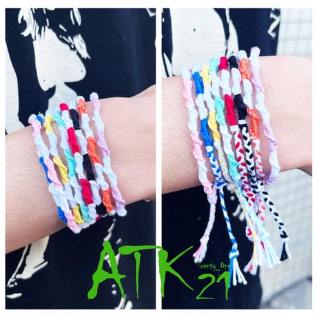 （2点セット）ハンドメイド White 2カラー ペア カップル ミサンガ  Missanga ブレスレット コードミサンガ お守り 手作り メンズ レディース ユニセック アクセサリー