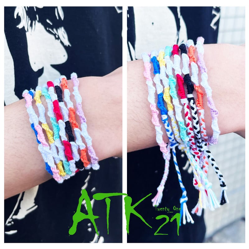 2点セット）ハンドメイド White 2カラー ペア カップル ミサンガ