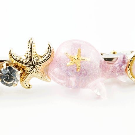 海モチーフ ヘアクリップ フィッシュ スターフィッシュ ヒトデ  シェル 貝殻 パール ビジュー ダッカール レディース ヘアアクセサリー：HD170205