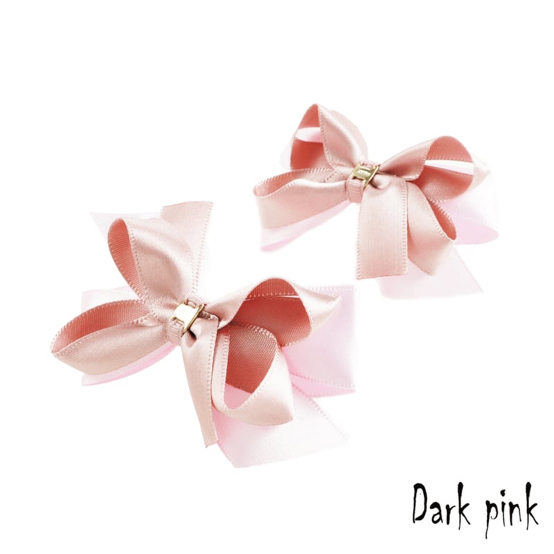 2点セット） バイカラー ダブルリボン ヘアゴム ツインテール