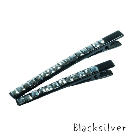 【２点セット】ブラック ブラックシルバー  シンプル 上品  ヘアクリップ ダッカールクリップ 髪留め レディース きれい目 ヘアアクセサリー
