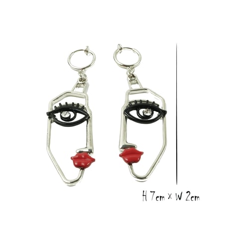 両耳用（2点セット）face フェイスモチーフピアス イヤリング フープピアス 横顔 フェイクピアス おしゃれ 大人アクセ レディース アクセサリー：HPL190901