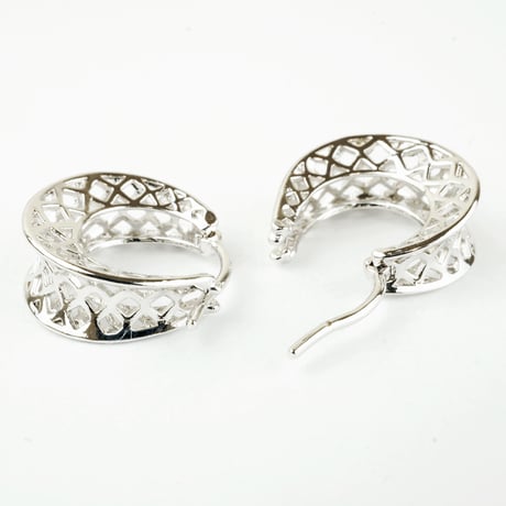 両耳用（2個セット） 透かし フープ リング ピアス クリップタイプ メンズ レディース シルバー アクセサリー：MPB160201