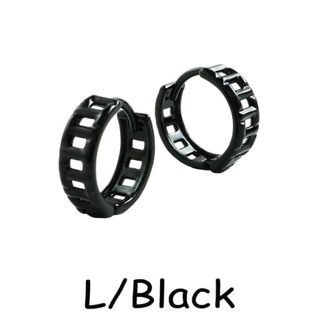 両耳用（2個セット）シンプル  透かしスクエア ブラック ゴールド シルバー フープピアス リング ピアス メンズ レディース ユニセックス アクセサリー