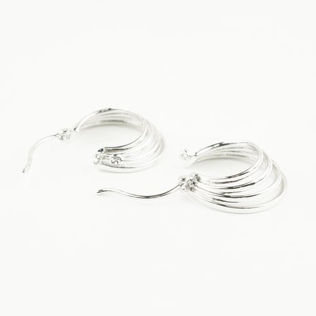 両耳用（2個セット）4連 フープピアス リングピアス 18G シルバー シンプル 上品  レディース アクセサリー：HPB170601