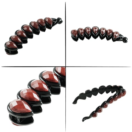 ラメ入り ティアドロップ ダイヤモンドカット 涙型 バナナクリップ シンプル 上品 髪留めヘアクリップ レディース 簡単ヘアアレンジ ヘアアクセサリー：BNN181202