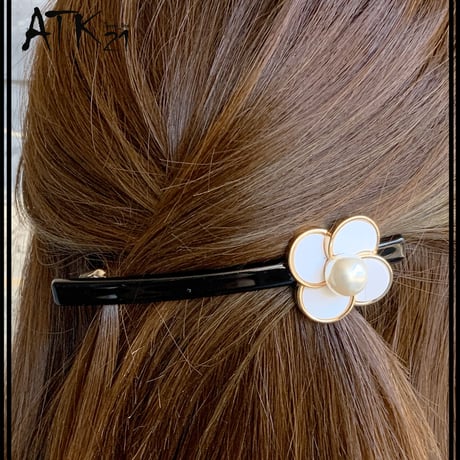 フラワー パール バレッタ  大人アクセ ヘアクリップ 髪留め 簡単ヘアアレンジ レディース ヘアアクセサリー