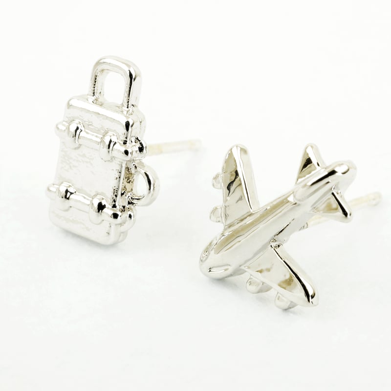 飛行機 エアープレーン スーツケース アシンメトリー ピアス