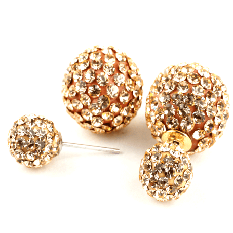 パヴェボールバックキャッチピアス/キラキラカラーボールピアス/スワロフスキーボールピアス