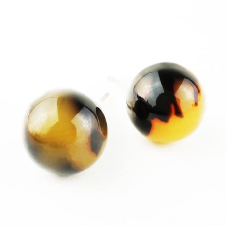キューブ×ボール べっ甲 モチーフ スタッド ピアス おしゃれ レディース アクセサリー