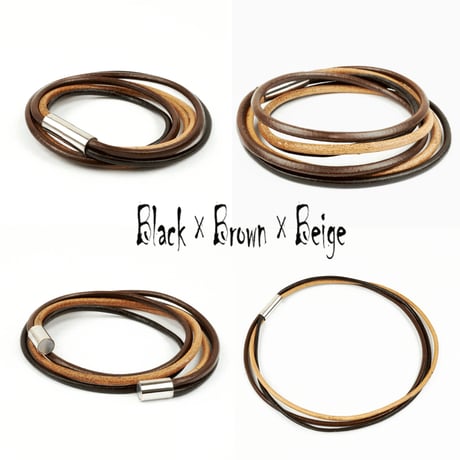 3連 マグネット レザー ブレス ブレスレット チョーカー ネックレス メンズ レディース ユニセックス アクセサリー：B140206
