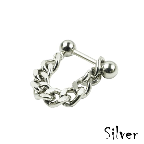 片耳用（1個売り）チェーン バーベル ボディピアス 16G シンプル ステンレス メンズ レディース ユニセックス アクセサリー：MPS190803