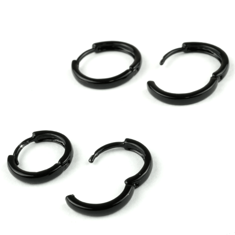 両耳用（2個セット） シンプル  ミニフープピアス  ミニリングピアス   ブラックカラー  ブラスピアス  メンズ  レディース  アクセサリー