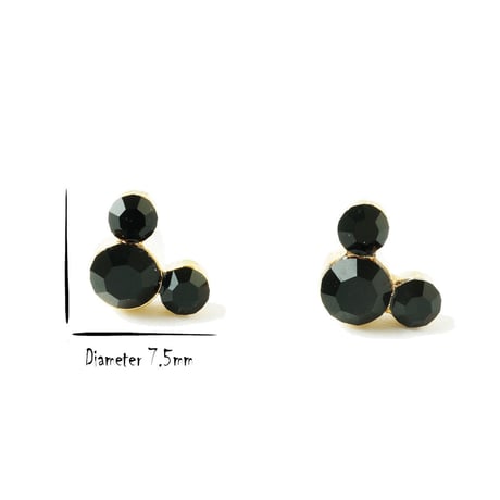 両耳用(2点セット）ミッキー モチーフ Black キラキラ クリア  スタッドピアス メンズ レディース  ユニセックス アクセサリー：PSS181004