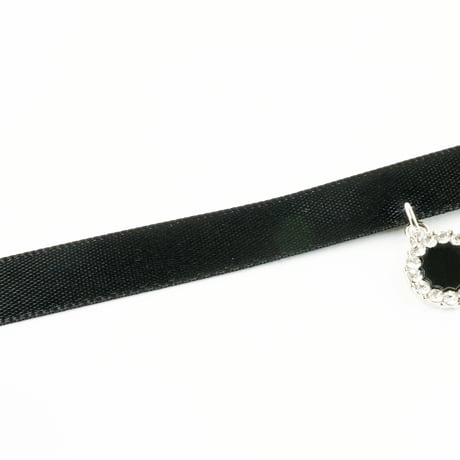 ビジュー チョーカー レース クロス 十字架 サークル ネックレス ブラック レディース アクセサリー