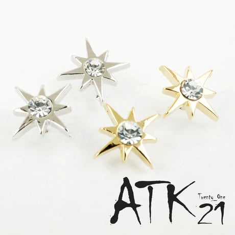 スター 一粒ストーン ストーン スタッドピアス シルバー ゴールド メンズ レディース ユニセックス アクセサリー：PS160609