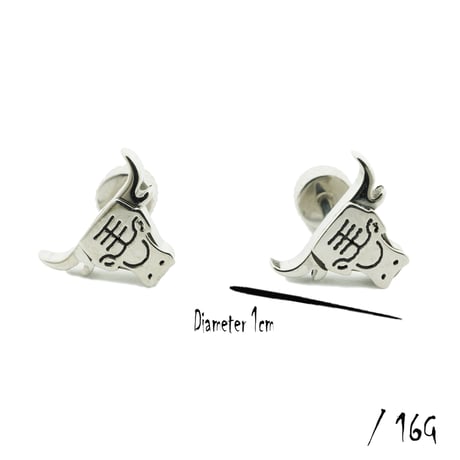 両耳用（2点セット）バッファロー BUFFALO 16G ステンレスピアス バーベル イヤーロブ 軟骨 ボディピアス メンズ レディース ユニセックス アクセサリー：MPS180501