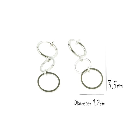 両耳用（2点セット）シンプル 3連フープフェイクピアス ノンホール パイプイヤリング メンズ レディース ユニセックス アクセサリー：FP190705