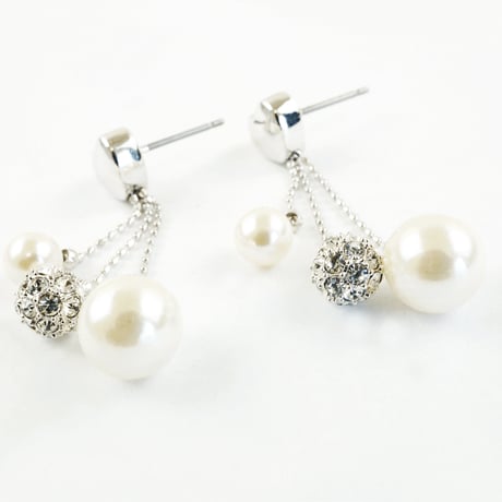 SWAROVSKI スワロフスキー パヴェボール パール ピアス スイング 大人可愛い レディース アクセサリー✧ラッピング無料BOX付✧：PSP140801
